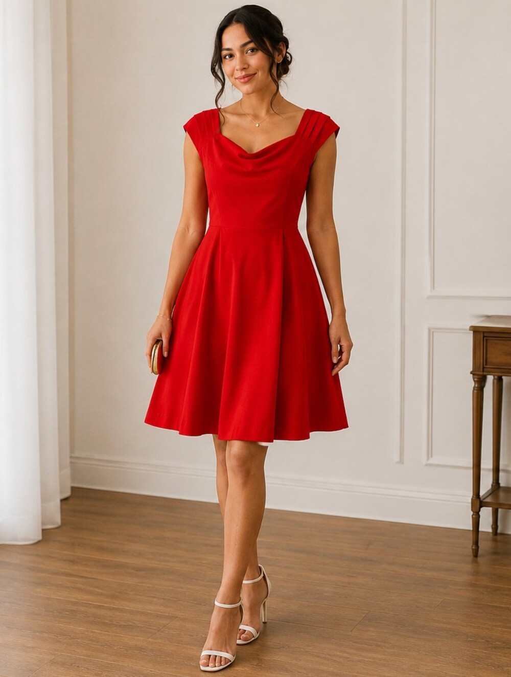 Emily and Fin Red Fit & Flare  XL Cocktail Wedding Guest & Party Classic Dress